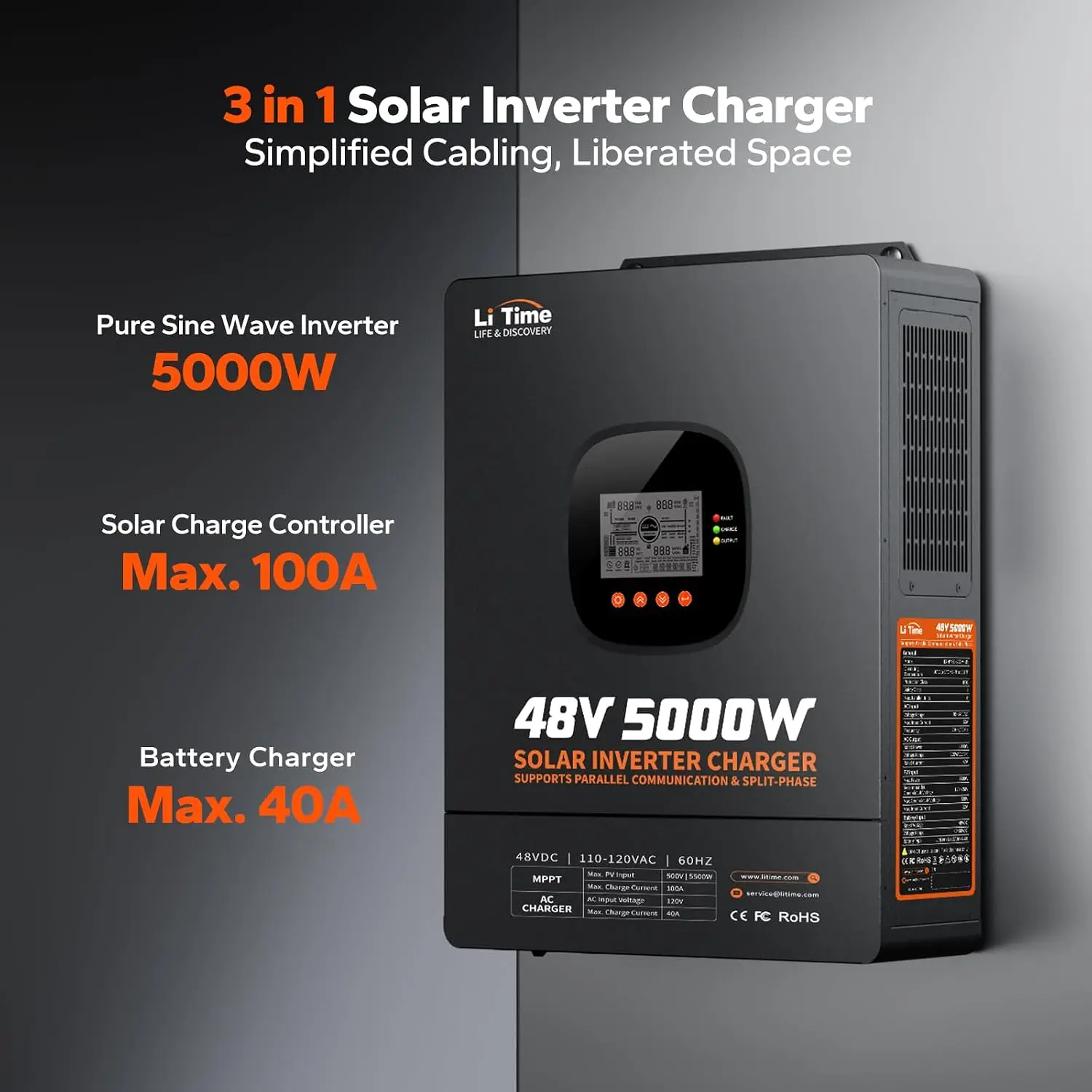 LiTime 5000W Solar-Hybrid-Wech – Parallel Solar Inverter 48V 5000W Mppt Bewertung und Preis