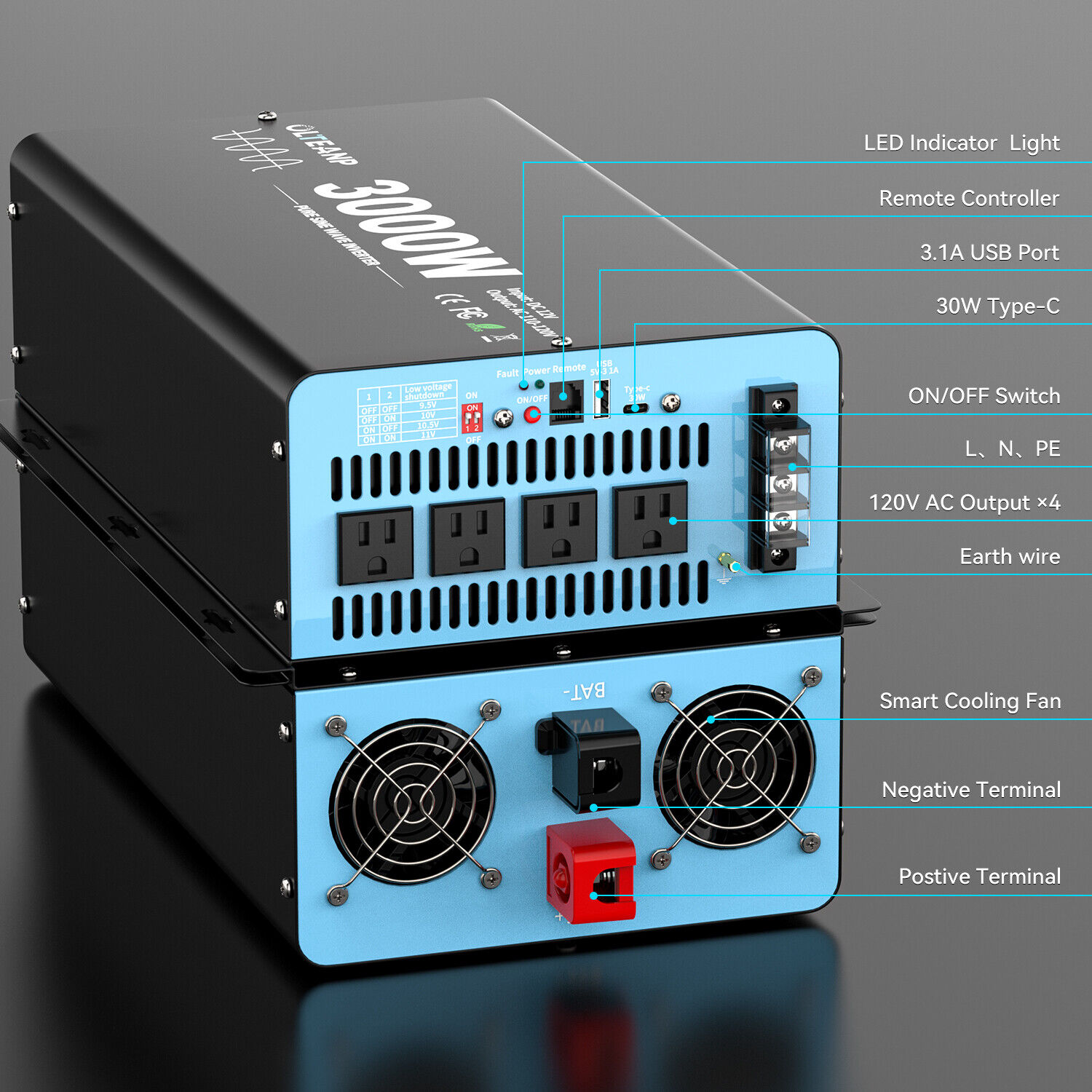 3000W Reiner Sinus-Wechselrich – Inverter Pure Sine Wave 60Hz 120V 3000W Bewertung und Preis